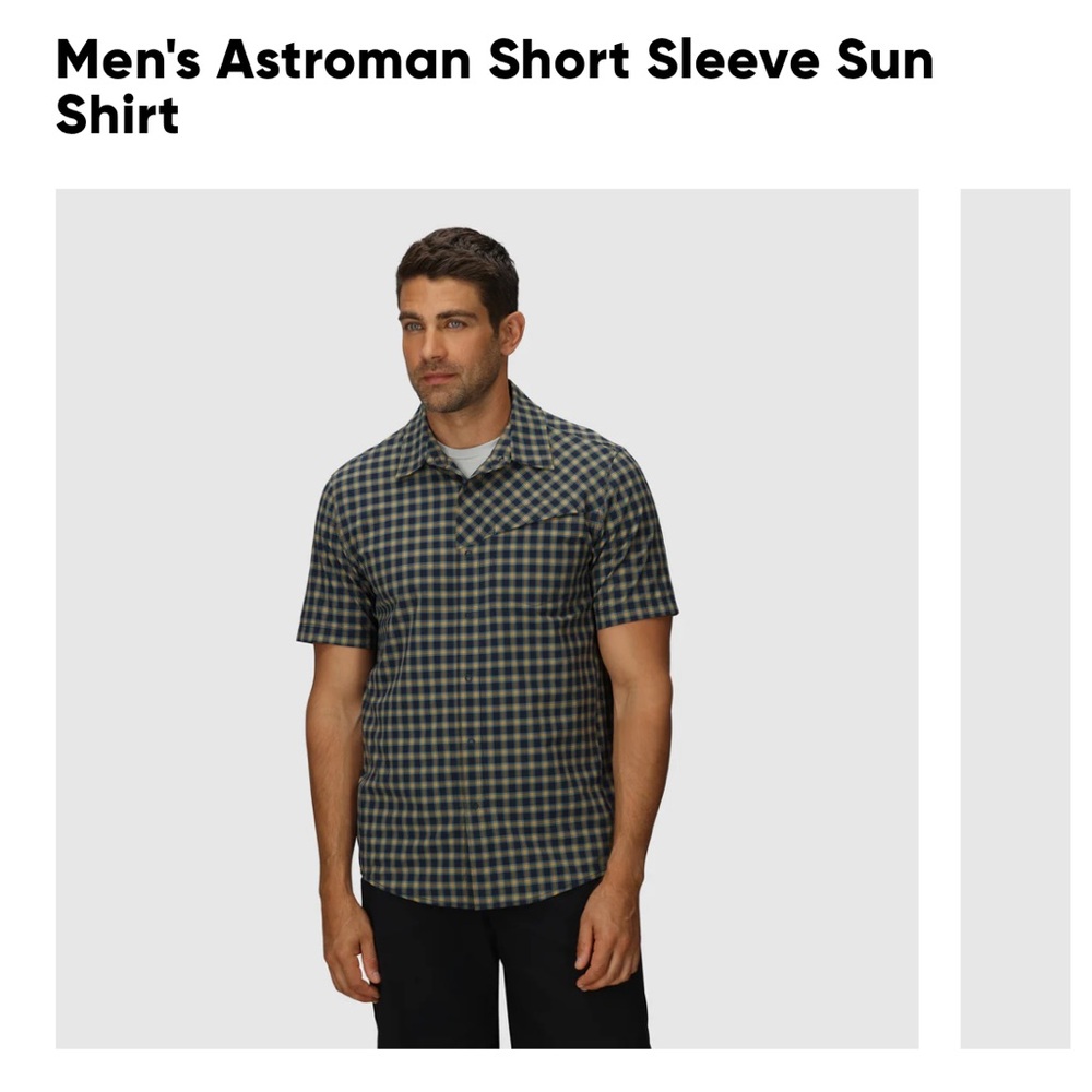 Outdoor Research Men's Blue & Gray Snap Down Sun Shirt